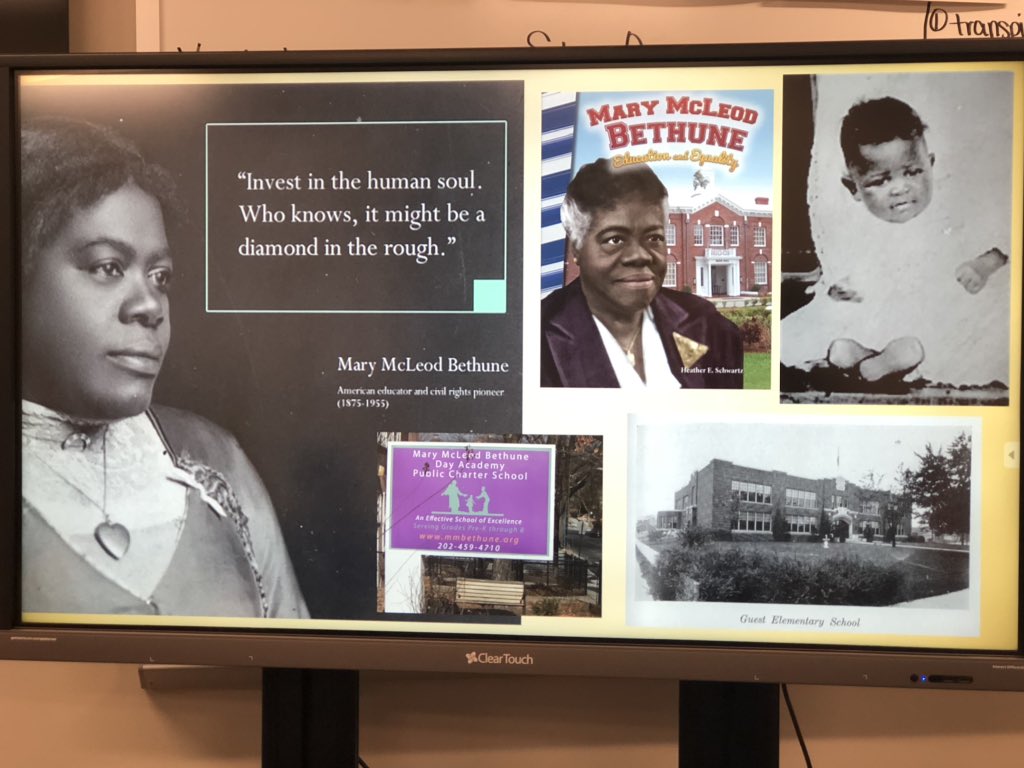 RaveAboutELA's tweet photo. In honor of #WorldReadAloudDay & Black History Month, my instructional coach and I chose to read about the life & legacy of Ms. Mary McLeod Bethune. The lesson was not only informational but engaging. Thank you Mrs. Miller! #iTeachELA #iTeachReading #WeAreREMARKABLE #WeAreReaders https://t.co/OR2qbOBe3E