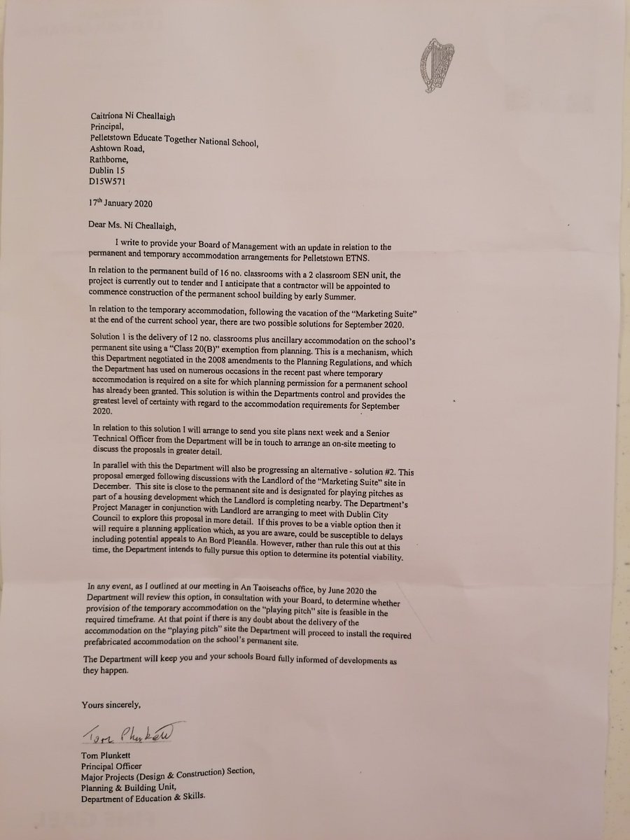 RRSchoolAction1's tweet photo. Looks like @Education_Ire misled @LeoVaradkar at meeting with @pelletstownetns No wonder parents don't believe a word the DES say. Who will hold them to account?
#PelletstownDeservesBetter https://t.co/ZRAT1UCMtb