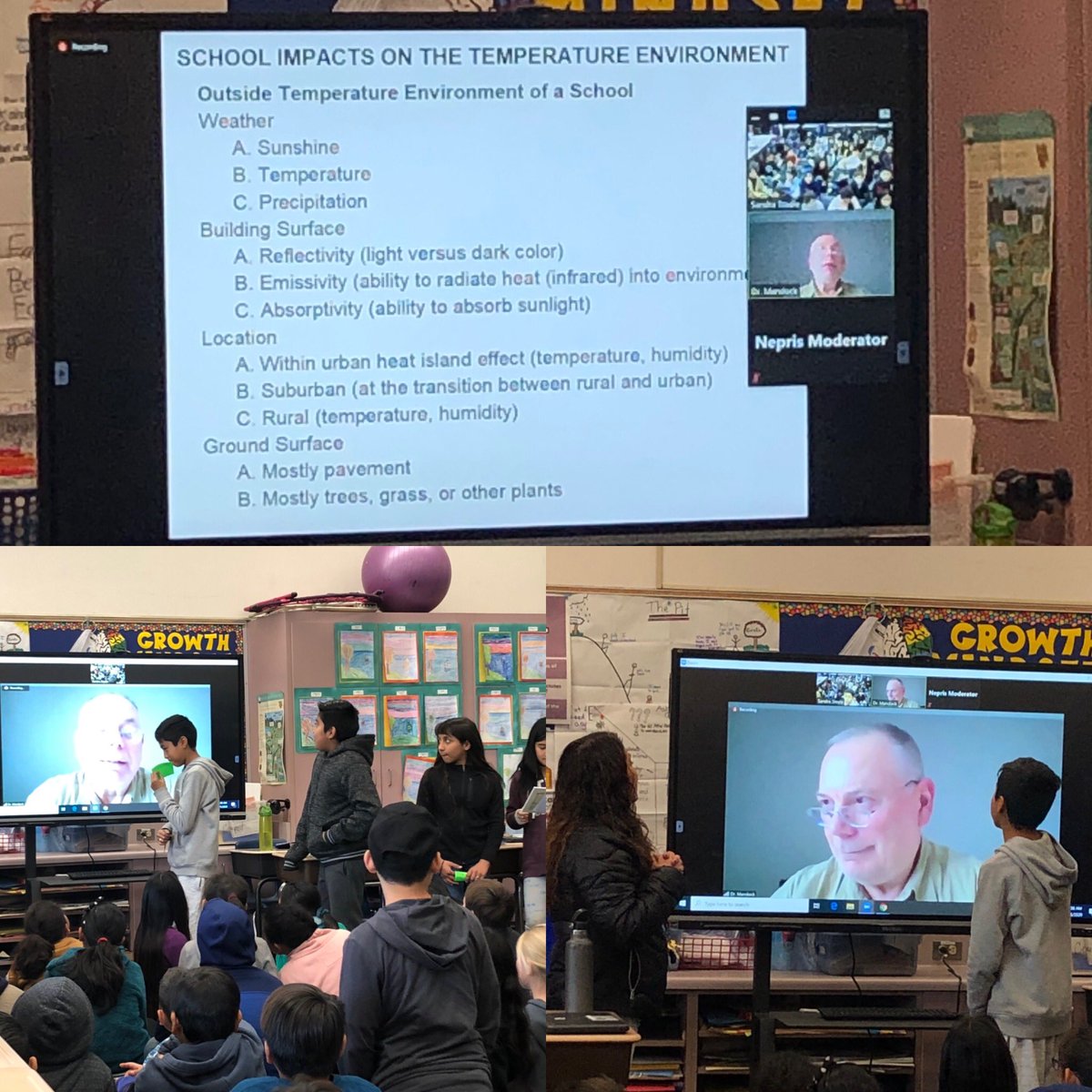 5th graders having a video chat with a scientist talking about natural resources. @neprisapp #frybergerwsd #environmentalscience