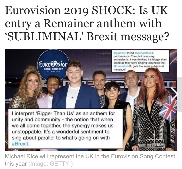 Not only do the Express run with the “poor us, coming last again!” narrative, but it also feeds into the Brexit narrative. Almost all of their Eurovision articles mention Brexit & how it ‘affects’ us.