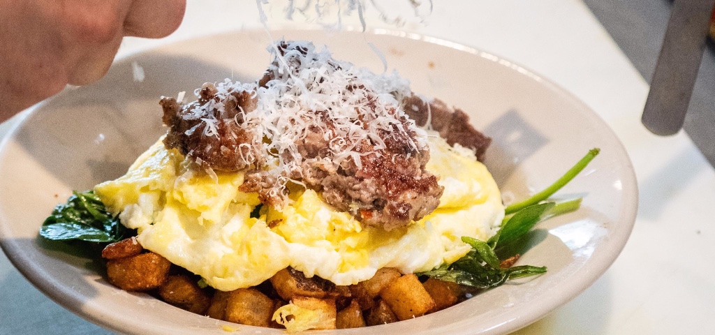 A crowd favorite for many, Joe's Special will have you wanting more. Two farm fresh scrambled eggs over breakfast potatoes with house sausage. Yum. #atxeats #diner