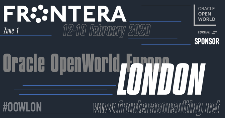 Reminder to register for Oracle OpenWorld Europe: London.
Please visit us in Zone 1 to meet our team and hear how we are 𝘋𝘳𝘪𝘷𝘪𝘯𝘨 𝘊𝘭𝘪𝘦𝘯𝘵 𝘚𝘶𝘤𝘤𝘦𝘴𝘴!
#OOWLON Link Below:

bit.ly/3729QYy

#fronteraoow #oow2020 #drivingclientsuccess #choosingtherightpartner