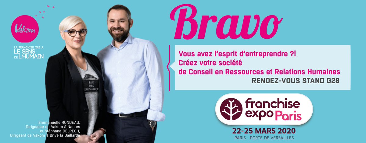 Vous avez envie d'entreprendre ?!
L'équipe #vakom sera présente au salon de la franchise du 22 au 25 mars 2020 - Paris Porte de Versailles - Stand G28.
Venez-nous rencontrer ? 
Ensemble #liberonslesensdelhumain
#vakomreseau #vakomlesensdelhumain #franchisevakom #franchise