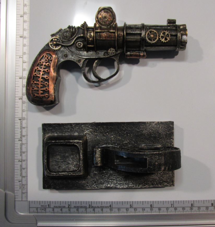 Even replica firearms, including fashion accessories like this #steampunk replica discovered by #TSA officers at <a href="/MSN_Airport/">MSN Airport</a>, may be transported in checked baggage only. For more info on traveling with firearms, real or fake, check out: bit.ly/2H51Dcm