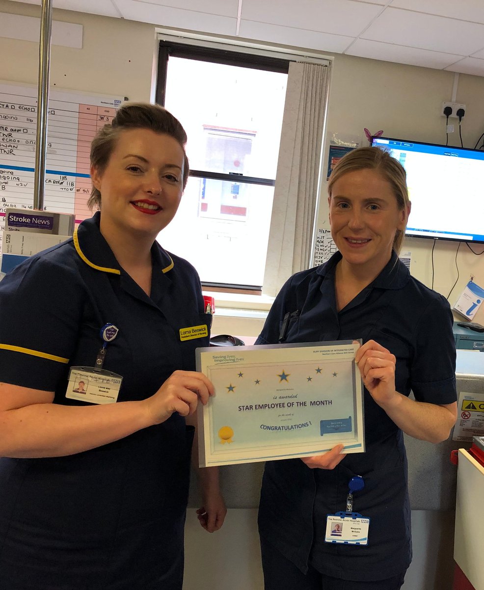 Well done to Marguerite for being awarded Fairfield's employee of the month for all her hard work and dedication to our stroke patients 👏🏻👏🏻👏🏻🍀