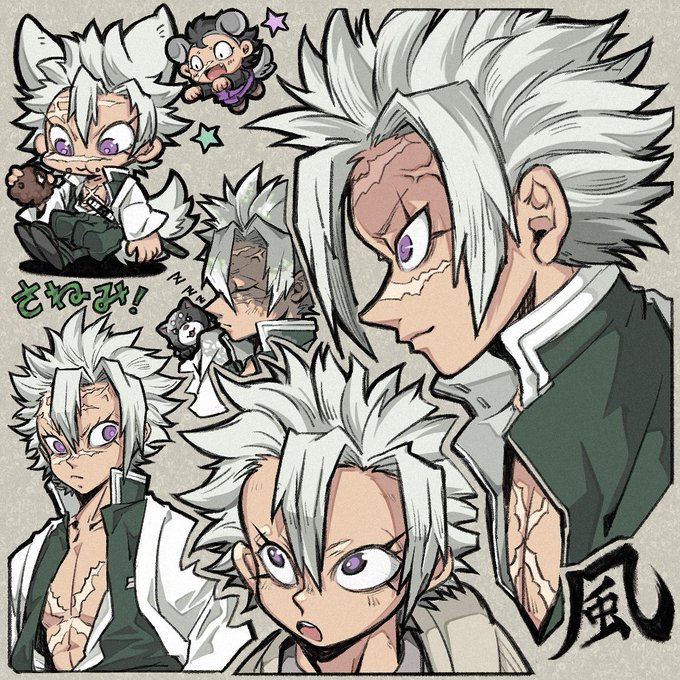 林さんがTwitterに投稿した不死川実弥(鬼滅の刃)のイラスト。