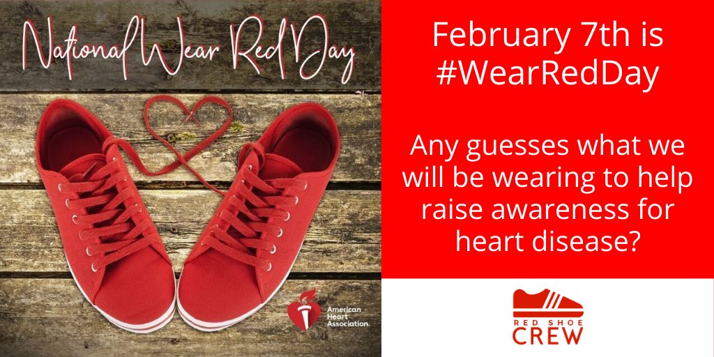 RedShoeCrewAR's tweet photo. Mark your calendar and pull out your favorite pair of red shoes to help raise awareness about women’s heart health.
 #WearRedDay
#RedShoeCrewAR
#ForRMHC https://t.co/FTgBbLVtM3