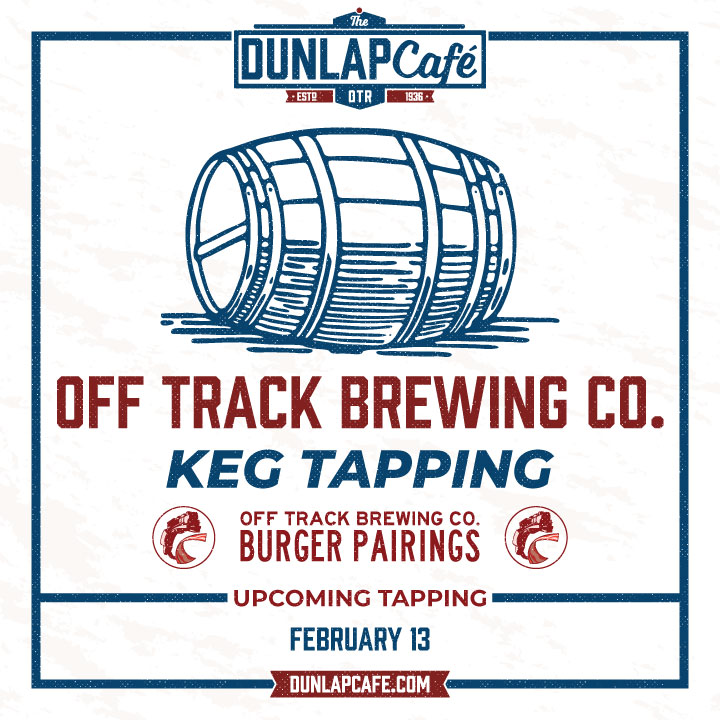 offtrackbrewin1's tweet photo. Get ready for the next Off Track Brewing Company Monthly Keg Tapping at @DunlapCafe Be there Thursday, February 13 from 5-9pm! https://t.co/khkTpMt0r6