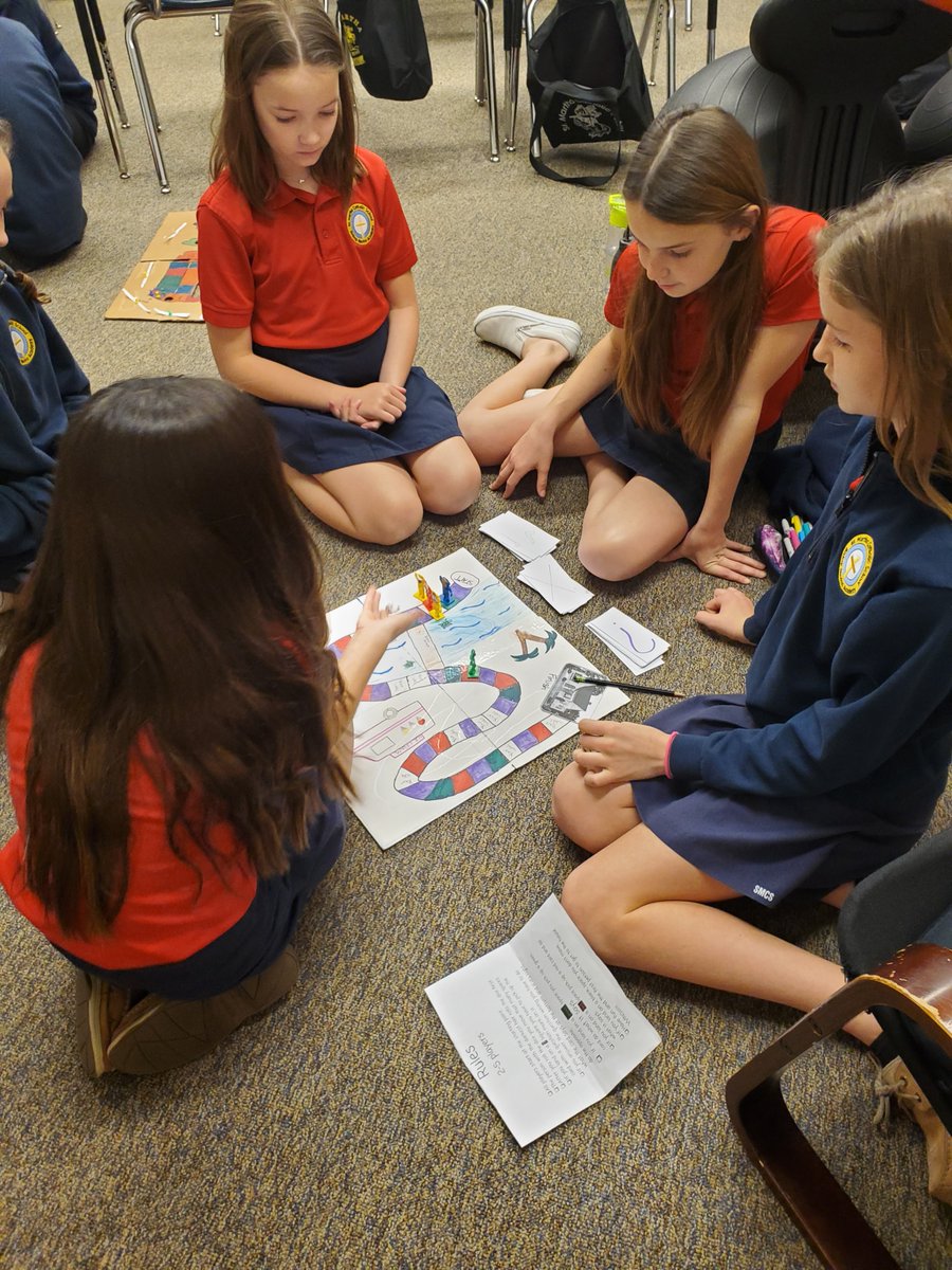 StMarthaCS's tweet photo. Mrs. Robertson's 5th Graders presented projects today from the Novel Study they have been working on. They chose one of four books to read created a game based on the novel and characters. They came up with some very creative and fun games! #ExcellenceInKnowledge #STREAM https://t.co/Ewdvg9u8r4