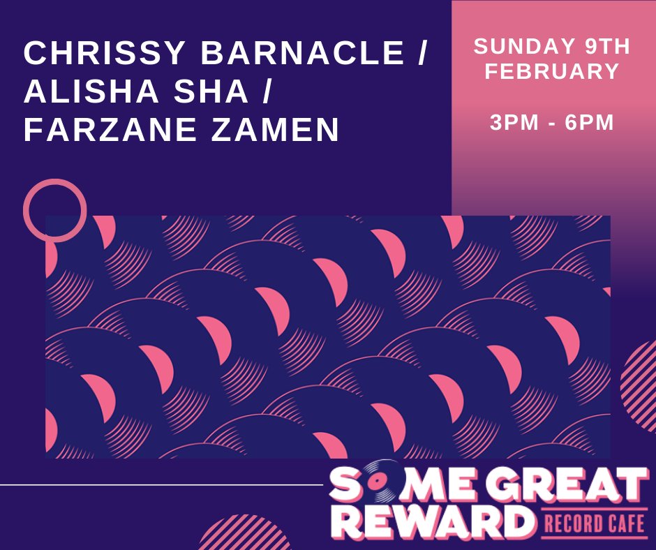 Some Great Reward (@sgr_recordcafe) on Twitter photo Very excited for this event this weekend with the wonderful AliSha Sha, <a href="/chrissybarnacle/">Chrissy Barnacle</a> and @FarzaneZamen. Music starts at 3pm so make sure to get down nice and early so you can grab a cup of tea beforehand. Very excited for this event this weekend with the wonderful AliSha Sha, <a href="/chrissybarnacle/">Chrissy Barnacle</a> and @FarzaneZamen. Music starts at 3pm so make sure to get down nice and early so you can grab a cup of tea beforehand.