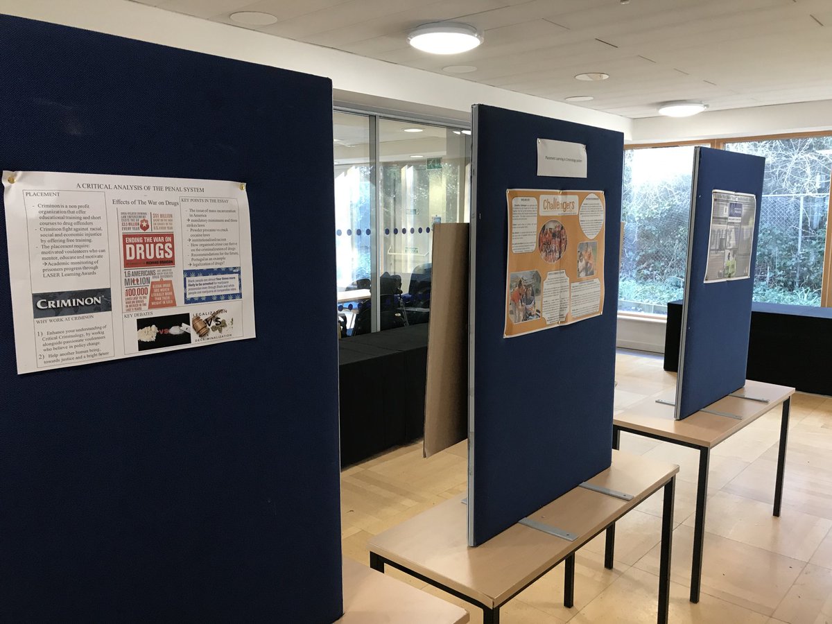 ⁦Student poster displays from the Placement Learning in Criminology module at the ⁦@UoR_SSciences⁩ Employability Showcase Event