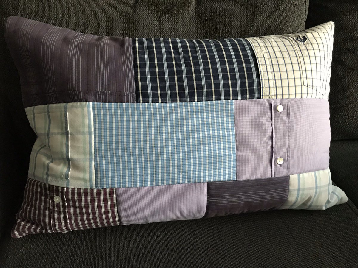 AbbiHandmade's tweet photo. A recent project to create a set of cushions for four family members from a loved one’s shirts. #handmade #sewing #recycled #preciousfabrics #keepsake #womaninbiz https://t.co/HAKMqVMLaf