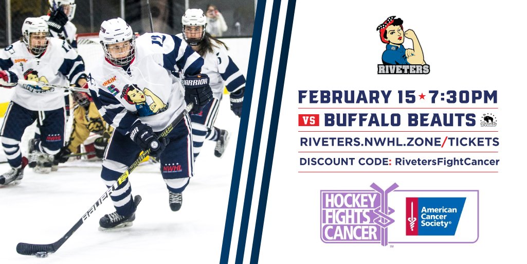 Riveters's tweet photo. It's an honor to announce that we've partnered with @AmericanCancer to host Riveters Fight Cancer night February 15th.  

Our team has a special connection to this cause and tonight at 6pm we'll tell you more.

Use the discount code: RivetersFightCancer https://t.co/BOnx8KGuwO