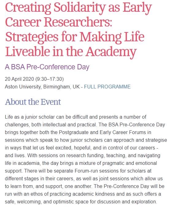 The BSA (@britsoci) on Twitter photo Book now for the BSA Pre-Conference event for postgraduates and early career researchers! 20 April 2020 - further info at: ow.ly/2fpz50xxkc9 <a href="/BSAPGForum/">BSA PG Forum</a> <a href="/BSAECForum/">Early Career Forum</a> Book now for the BSA Pre-Conference event for postgraduates and early career researchers! 20 April 2020 - further info at: ow.ly/2fpz50xxkc9 <a href="/BSAPGForum/">BSA PG Forum</a> <a href="/BSAECForum/">Early Career Forum</a>