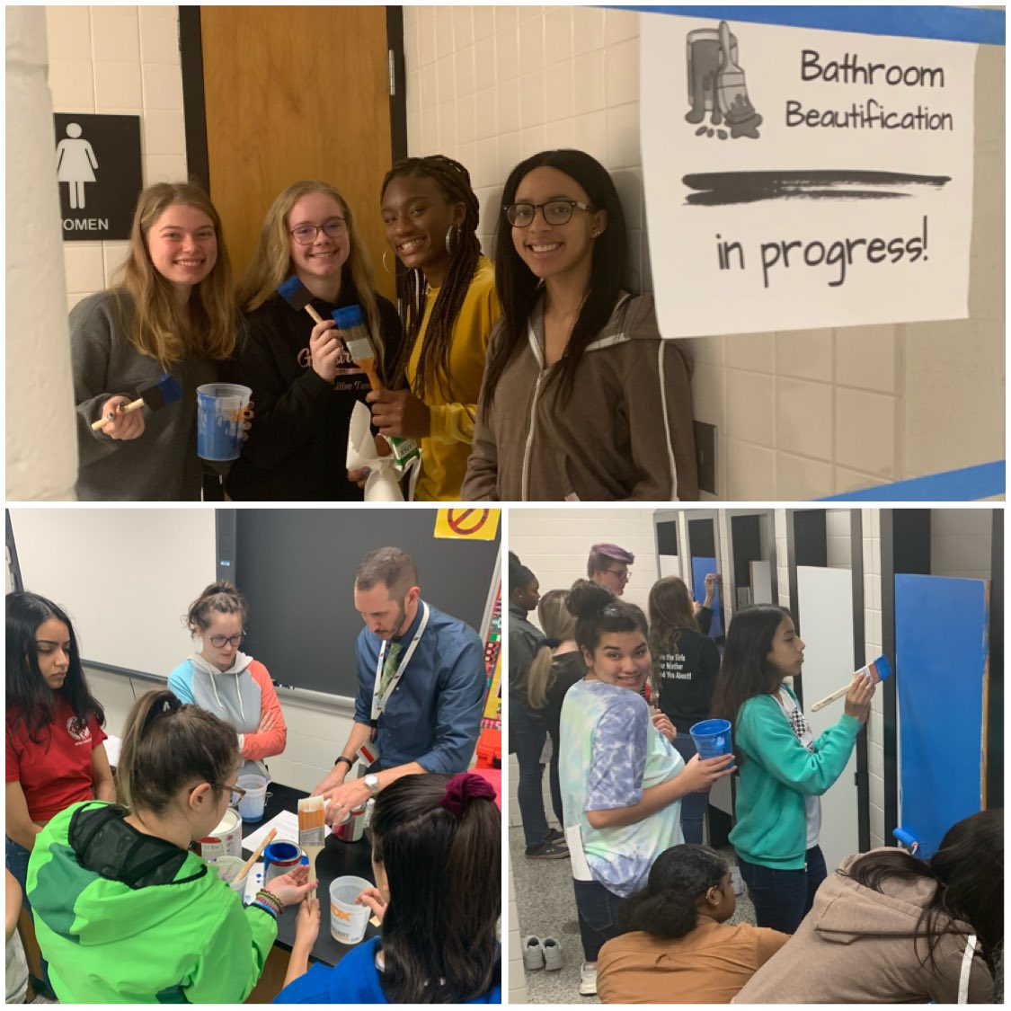 Making our community a bit brighter with Bathroom Beautification! Stay tuned for final product in the coming weeks! #SalemSharesTheLove ❤️🖤 ⁦<a href="/LeeaneTurnbull/">Leeane</a>⁩ ⁦@jknightshs⁩ ⁦<a href="/SalemHSVB/">Salem High School VB</a>⁩