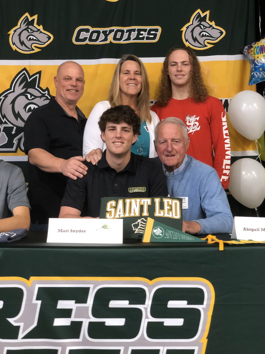 Congrats to Matthew Snyder on National Signing Day. Matt signs to go to school at St.Leo University & play baseball. #TheCoyoteWay #WCStorm #wc9devils #saintleobase #LeoTheGreat