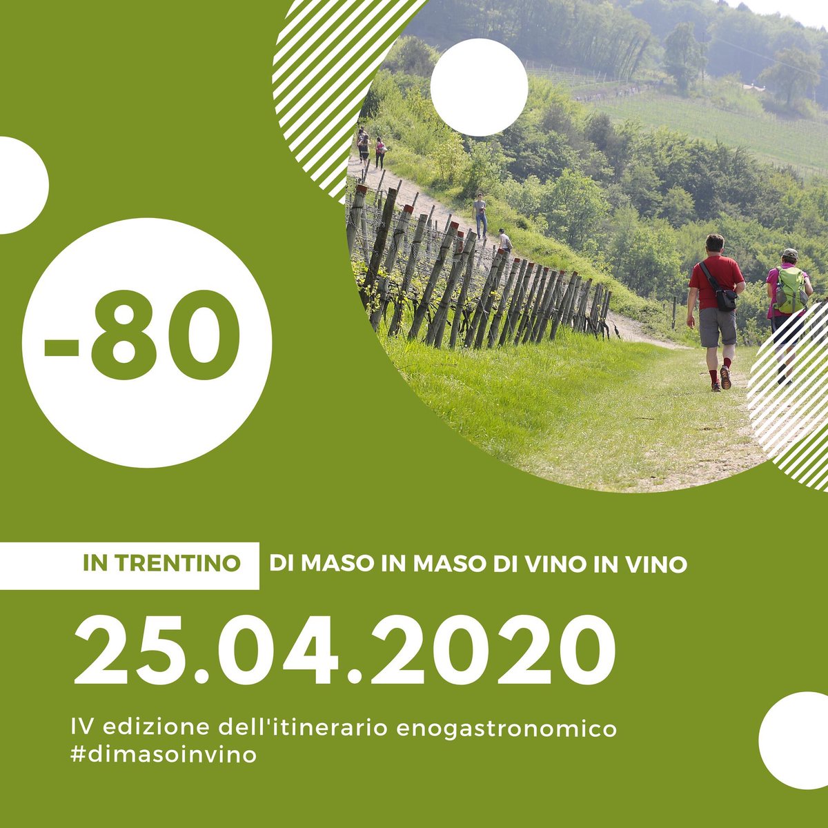 Mancano solo 80 giorni alla 4°edizione di "di maso in maso di vino in vino" 🥳
Sabato 25 aprile ritorna l'appuntamento con l'itineriario enogastronomico tra i masi delle verdi colline Avisiane. Una giornata green dedicata alle eccellenze territoriali.
#dimasoinvino #25aprile