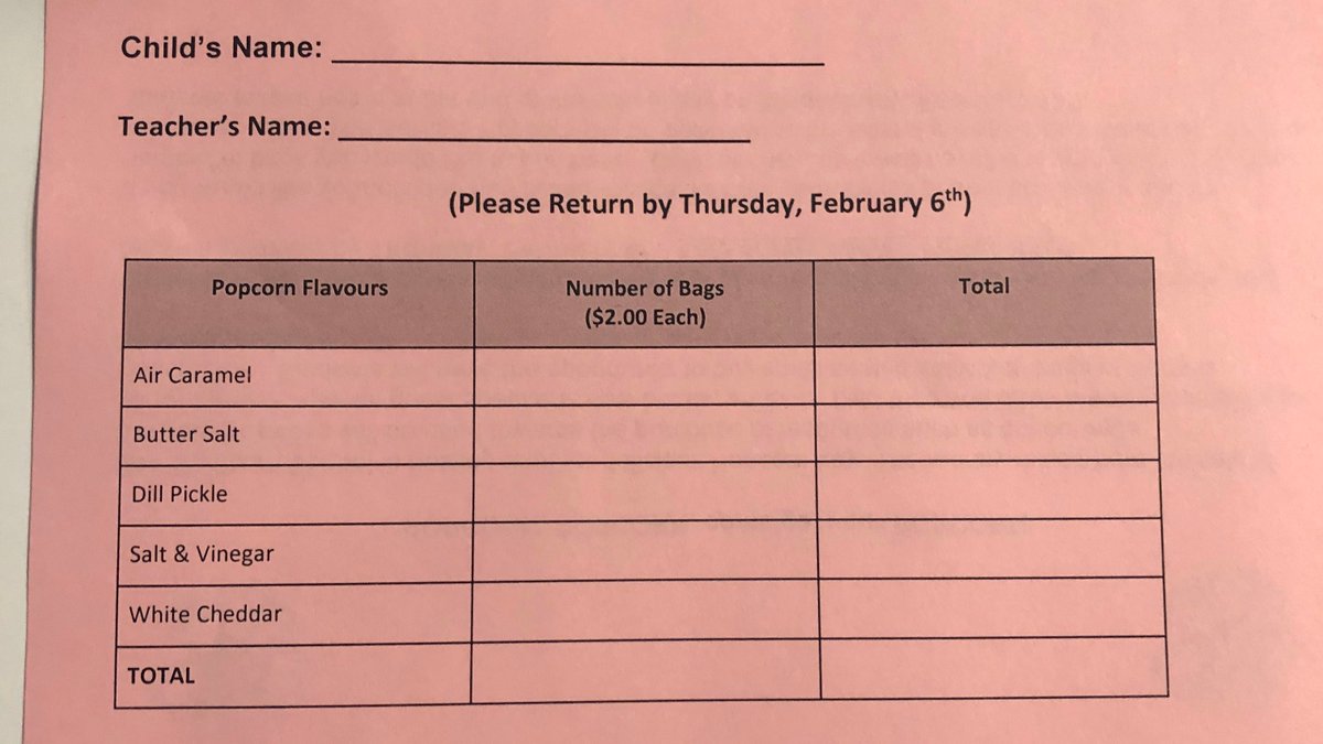 RonSouthernSch3's tweet photo. Popcorn orders went home yesterday, and are due tomorrow (Thursday) if you would like popcorn this time! https://t.co/2xfAyPSWnf