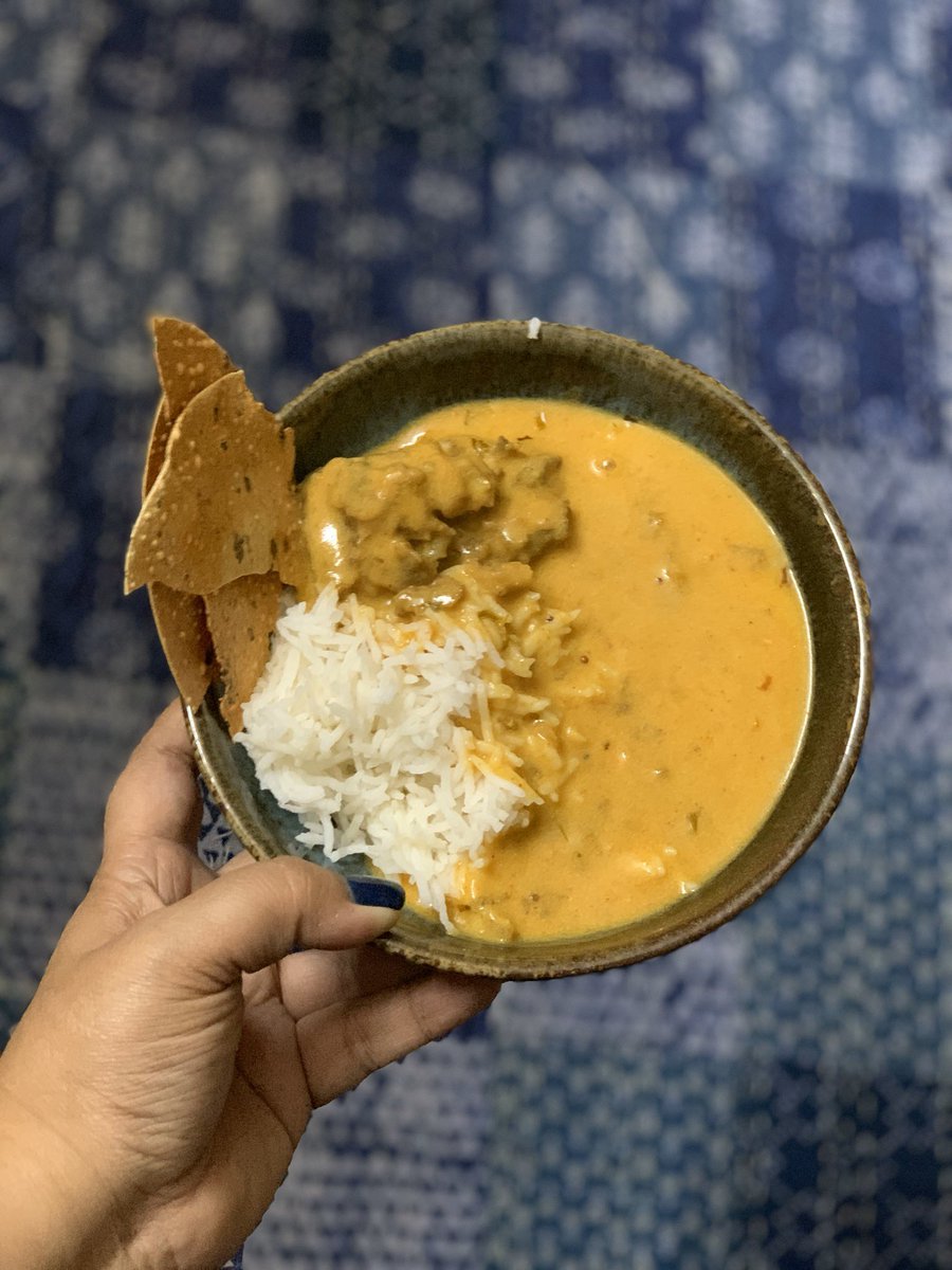 One month into 2020 & not a single Kadhi Chawal tweet. Fixing that with tonight’s dinner. Breaking my no carbs at home for dinner rule tonight for this