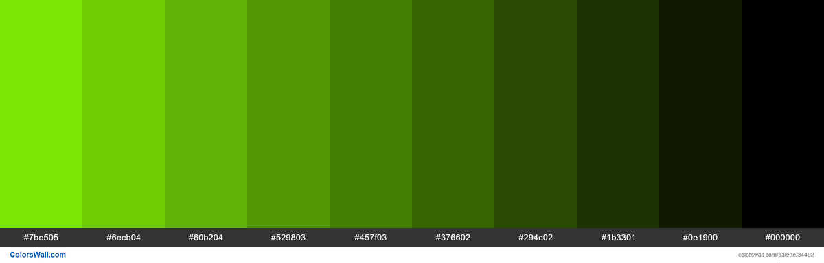 colorswall on X: Shades XKCD Color lime green #89fe05 hex #7be505