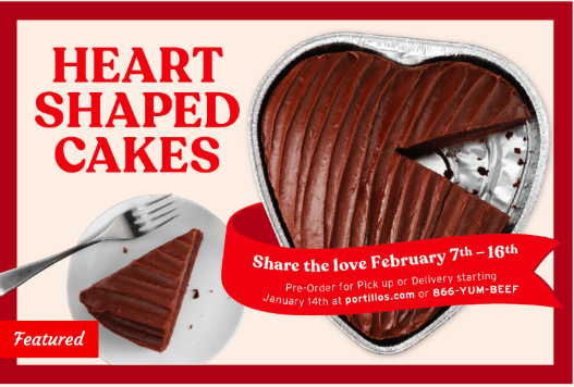 RedCrossIL's tweet photo. What's more satisfying than eating cake & knowing it goes to a great cause? Purchase a heart-shaped cake from @portilloshotdog. All proceeds, up to $25,000, will go to the #RedCross. Pre-order now at 1-866-YUM-BEEF. #cakeforacause https://t.co/nXrUSE7AF9