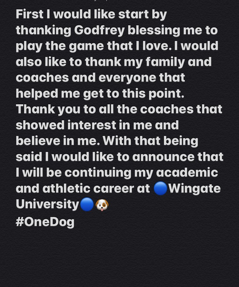 cameron06076784's tweet photo. It’s been a really hard and stressful decision but i will be attending wingate university🐶 #onedog https://t.co/RCpeUqtM8l