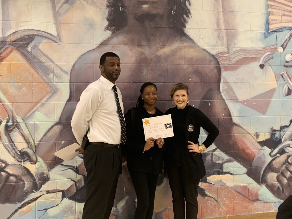 Congratulations to Nneka Anagor and Justin Timberlake (not pictured) from Southern School of Energy and Sustainability for winning the Bullcity Literacy Council Young Authors Project contest. | #WeAreDPS #BullCity #Durham #Literacy4All