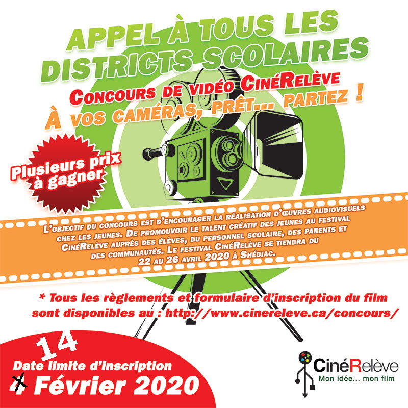 Prolongation de 10 jours pour soumettre un film à la 7e édition du Festival CinéRelève.