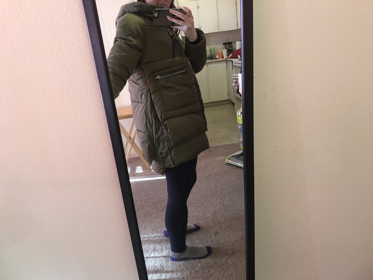 yourmidniights's tweet photo. Ok ignore my face I was taking the photos super quick to send to my m lmao but honestly for a knock off?? Looks pretty good! (Amazon photo shows the original and knock off side by side) #theamazoncoat https://t.co/70LCwSzBBA