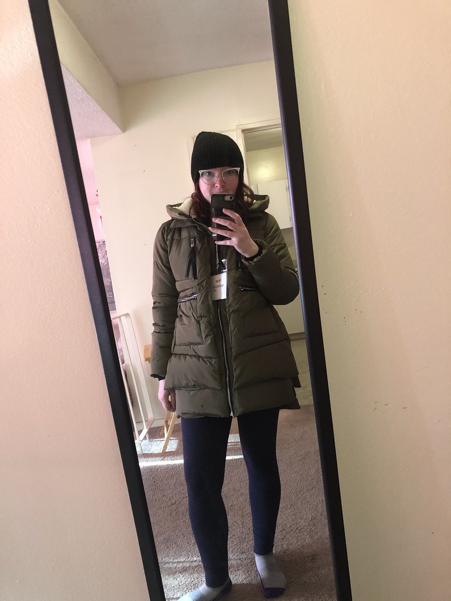 yourmidniights's tweet photo. Ok ignore my face I was taking the photos super quick to send to my m lmao but honestly for a knock off?? Looks pretty good! (Amazon photo shows the original and knock off side by side) #theamazoncoat https://t.co/70LCwSzBBA