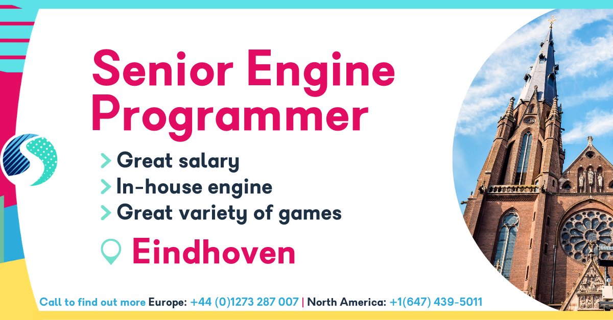 SkillsearchJobs's tweet photo. We're looking for a Senior #Cpp #EngineProgrammer to join a studio in #Eindhoven and work on maintaining their in-house game engine! Read more and apply now...

#GamesRecruiter #WereGameAreYou #Gamesjobs #JobsInGames #EindhovenJobs #Cplusplus https://t.co/KTGaer7mQS https://t.co/Gb0xRtA1So