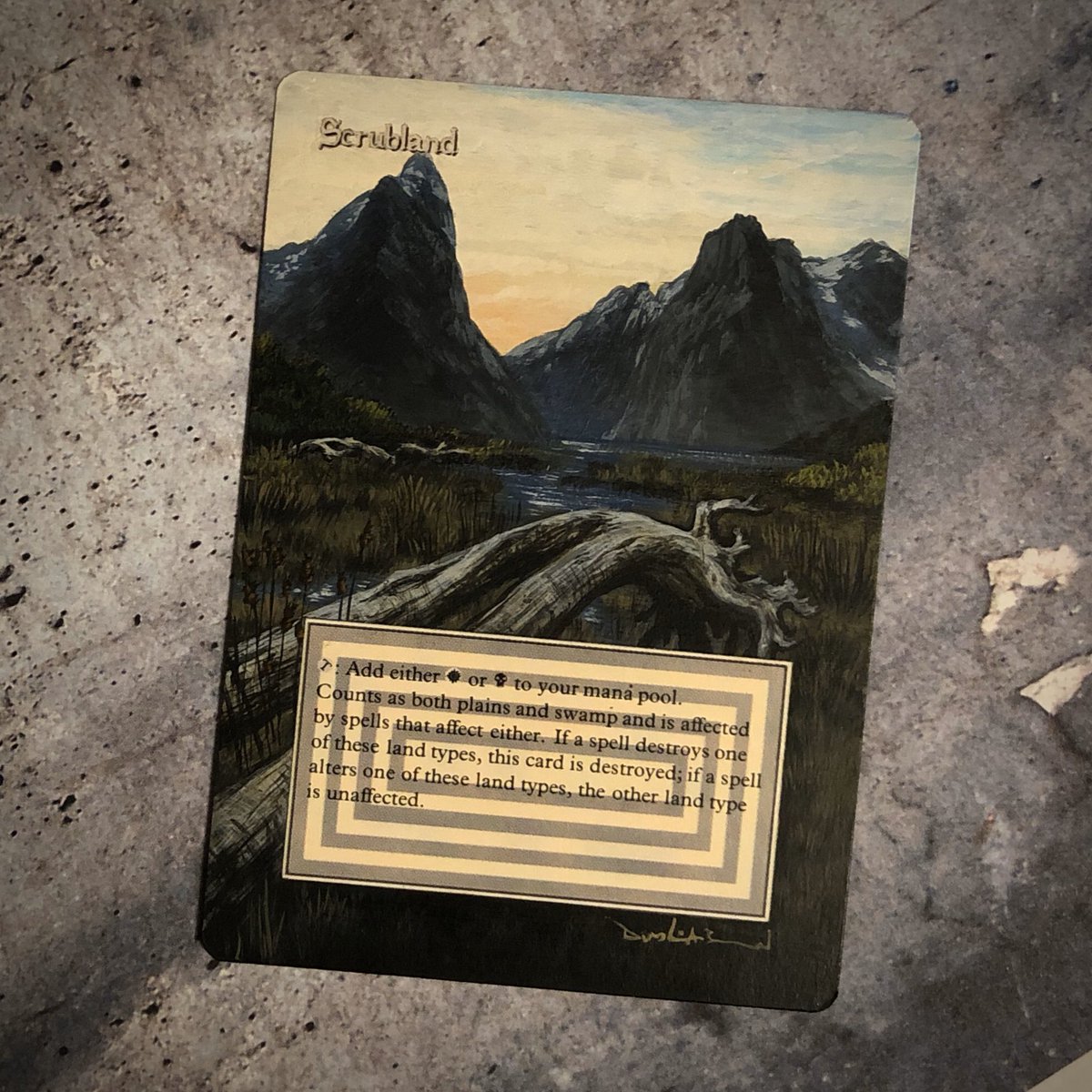 Scrubland, hand painted with acrylics. #brossardalters #mtgalter #mtgalters #mtgoldschool #oldschoolmtg #9394oldschool #mtg #magicthegathering #scrubland #dualland #tinycanvas
