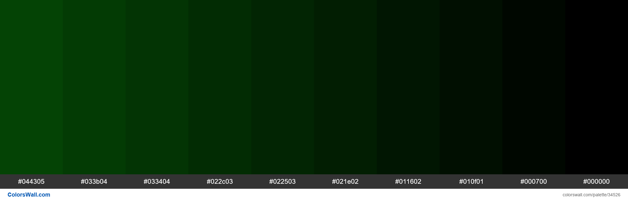 colorswall on X: Shades XKCD Color bottle green #044a05 hex #044305,  #033b04, #033404, #022c03, #022503, #021e02, #011602, #010f01, #000700,  #000000 #colors #palette   /  X