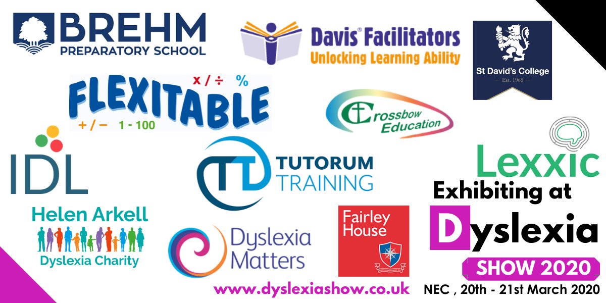 neurodshow's tweet photo. We have some brilliant exhibitors attending the show
@DyslexiaMatter @Tutorum #flexitable @BrehmSchool @ArkellDyslexia #DavisFacilitators @LexxicLtd #FairleyHouse @StDavidsCollege @crossbow_ed #IDLliteracy
Find out more: https://t.co/VJiZBSLqy3
#ds2020 #dyslexia #exhibitors https://t.co/WsiXS1G7wy