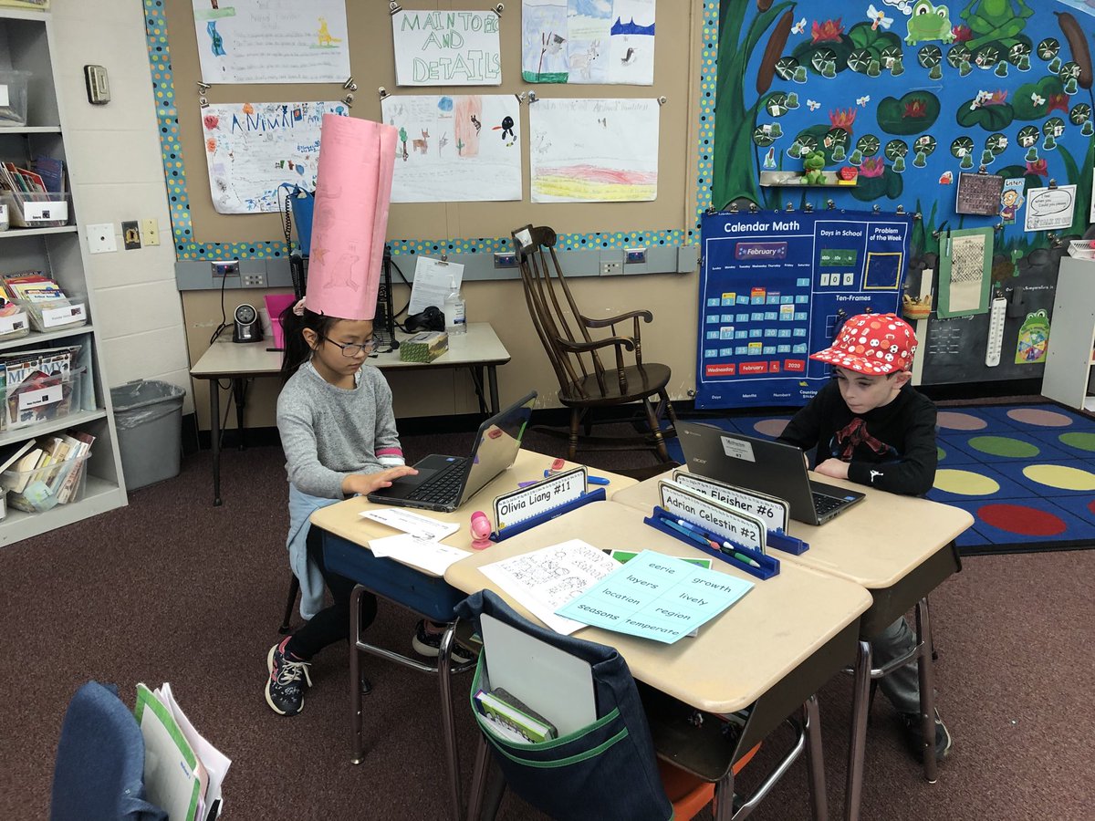 Coding on the 100th Day with our 100 day hats! ⁦<a href="/DrAaronRoberts1/">Dr. Aaron Roberts</a>⁩ ⁦<a href="/bradjdale/">Brad Dale</a>⁩