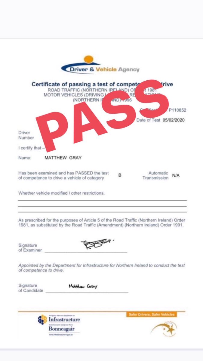 lessonsderry's tweet image. ⭐️⭐️CONGRATULATIONS⭐️⭐️    To Matthew Gray  passed his driving test today 🚗💨💨💨