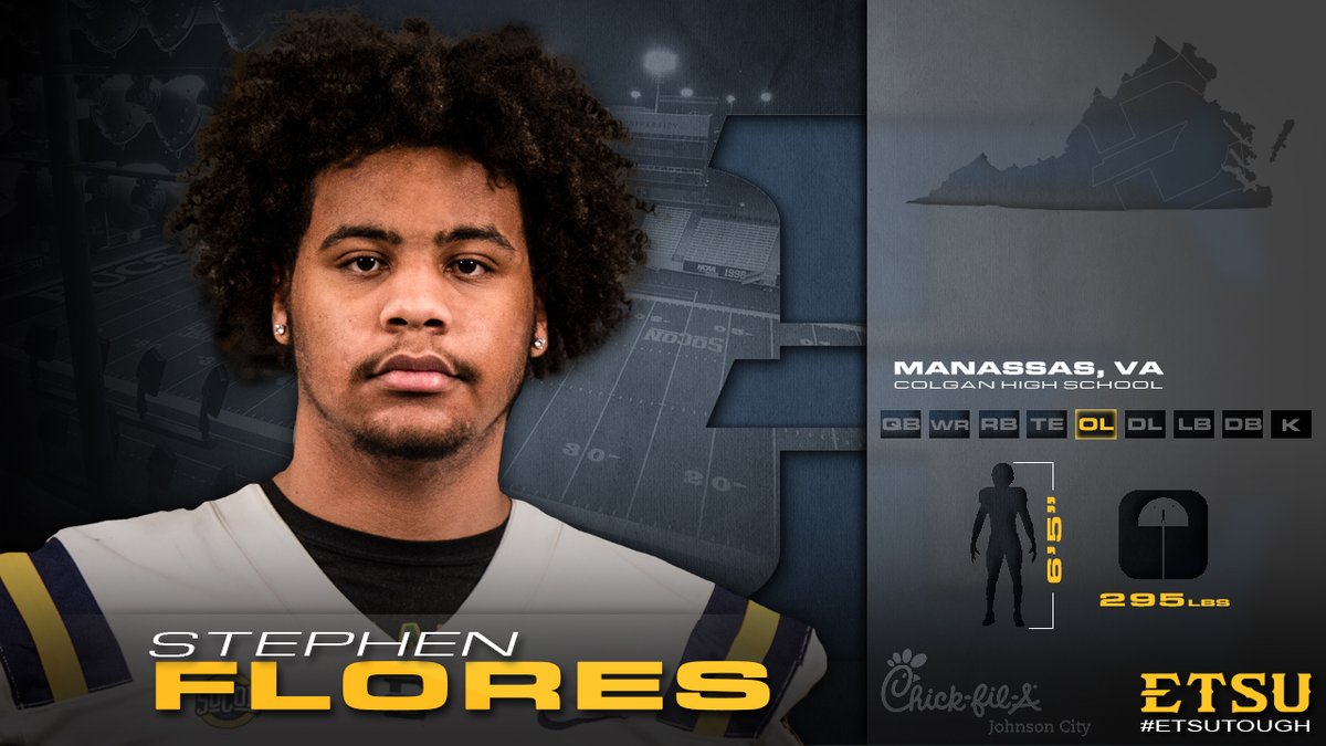 ETSUFootball's tweet photo. BIG GUY from Virginia that is every bit of 6-5 and 295 ... Key offensive lineman to keep an eye out for - STEPHEN FLORES!

📍 Manassas, Va.
🏫 Colgan High School
📹 https://t.co/ECXUtDTaHb
🐦 @Stephen_flo

#2020Vision #ETSUTough https://t.co/oZaaOtioyF