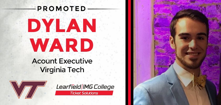 LEARFIELD_Tix's tweet photo. Congratulations to Dylan Ward on his promotion to Account Executive at our newest partner, Virginia Tech! 🙌👍 #WellDeserved #TicketSolutionsPromotions https://t.co/oFn44SBFVb