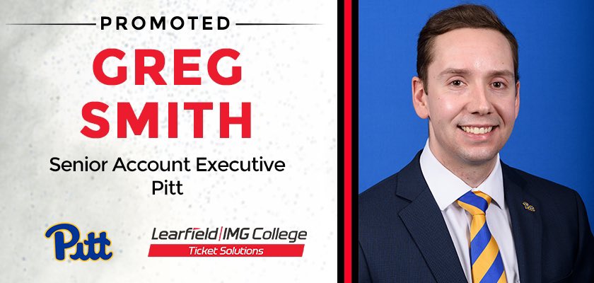 LEARFIELD_Tix's tweet photo. Another congratulations to Greg Smith on our Pitt team for his promotion to Senior Account Executive!! 🚨🚨🚨 Way to go, Greg! #WellDeserved #TicketSolutionsPromotions https://t.co/Y23x7KcT0g
