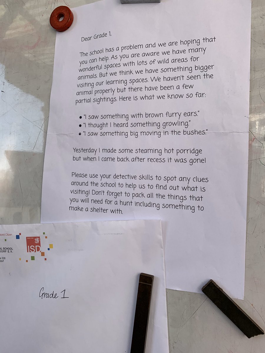 kayleighgoode08's tweet photo. Grade 1 is all packed and ready to go on a Bear Hunt tomorrow! What clues will we find to solve the mystery of the missing porridge? Connecting stories to #inspire #curiosity and #inquiry @OLEISD @isdedu @MichaelRosenYes #WeAreISD https://t.co/hGNVIMzPYg