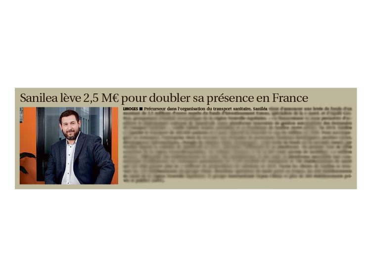 SanileaFR's tweet photo. Le Populaire du Centre titre aujourd’hui : @SanileaFR lève 2, 5 M€ pour doubler sa présence en France.
Retrouvez l’intégralité de l’article dans les kiosques
#esante #healthtech #innovation #transportsanitaire #ProfessionneldeSanté #patient #Speedcall https://t.co/pjlhJMITYH