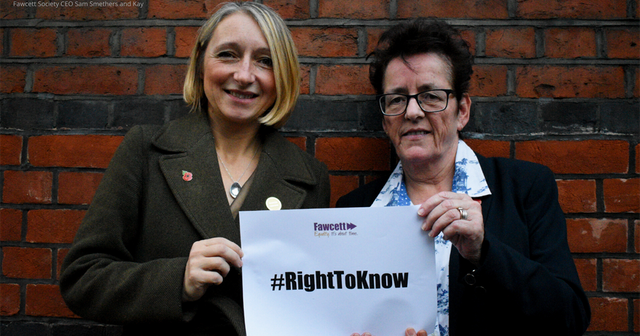 Kay Collins (right) with Fawcett CEO Sam Smethers