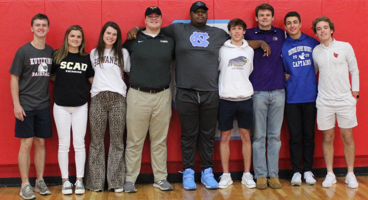 CCHSCougarNews's tweet photo. Congratulations! Dylan Chromy, Mattie McFee, Moira Darling, Carter Woody, Malik McGowan, Will Sommer, Luke Taylor, Mitchell Tanis, Cormac Terry!  #SigningDay #CougarPride #SeniorPride https://t.co/ESsHtpnmDk