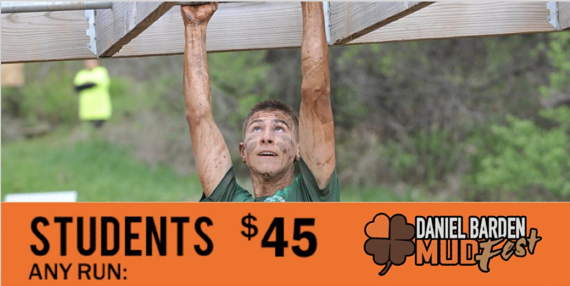 BardenMudfest's tweet image. NEW THIS YEAR: Student pricing!👨‍🎓👩‍🎓
Students can enjoy special $45 pricing on ANY #BardenMudfest2020 race! Get a team of your friends together, and register today: bardenmudfest.org/registration/