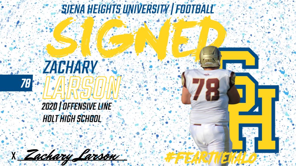 💫 SIGNED ✍️ 💫 Please welcome Offensive Lineman Zachary Larson (@ZacharyLarson10)! Zachary is a big man with bad intentions when he steps on the field! 📍Lansing, MI 🏫 @holtramfootball #FearTheHalo💫 | #SHU2020 | #NSD2020