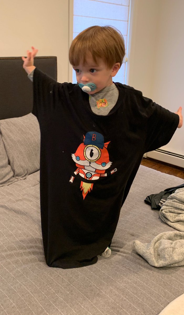 chrismunns's tweet photo. Hey @ServerlessBOS do you have kids tickets this year? Mini-me picked this up and said “wear dis” just now. He’s ready! #serverless #babyhacker https://t.co/J05QRSW3Sa