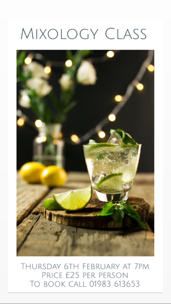 We have our next Mixology Class tomorrow night. Price is £25 per person and you will have the chance to learn, make and drink 3 cocktails of your choice. 🍹 🍸 

To book a place call 01983 613653 or email mermaidbar@isleofwightdistillery.com 

#mermaidbariow #mixologyclass