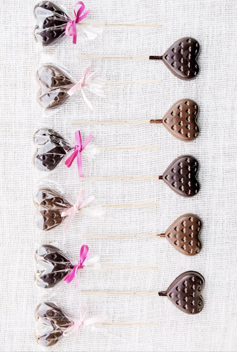 Our Chocolate Heart Lollipops are the perfect addition to your Valentine’s Day festivities!
.
Chocolate Heart Lollipops - Available in milk or bittersweet chocolate, these heart shaped lollipops are embossed with tiny hearts.
.
#GingerElizabeth #ValentinesDay