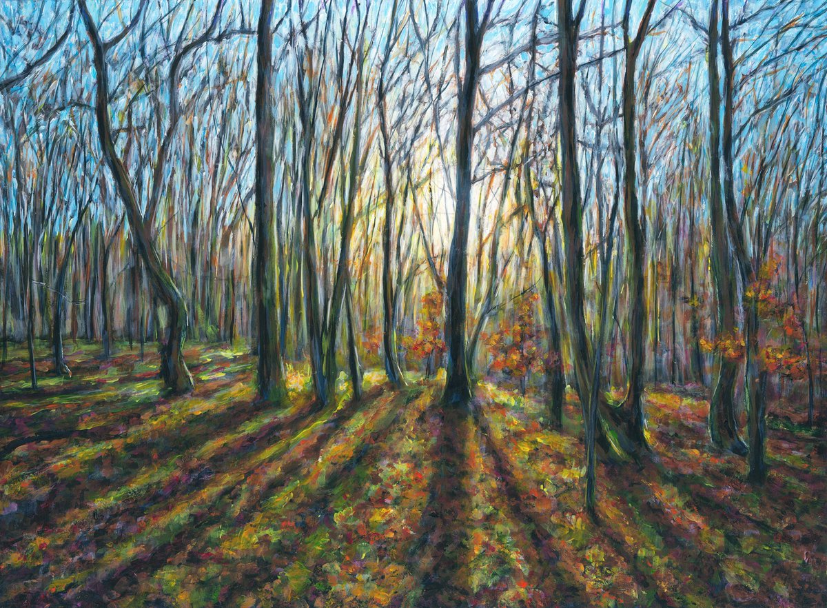 Winter trees, Micheldever Wood
Acrylic on paper
#woods #micheldeverwood #sunset #treepainting #paintings #impressionism #winter