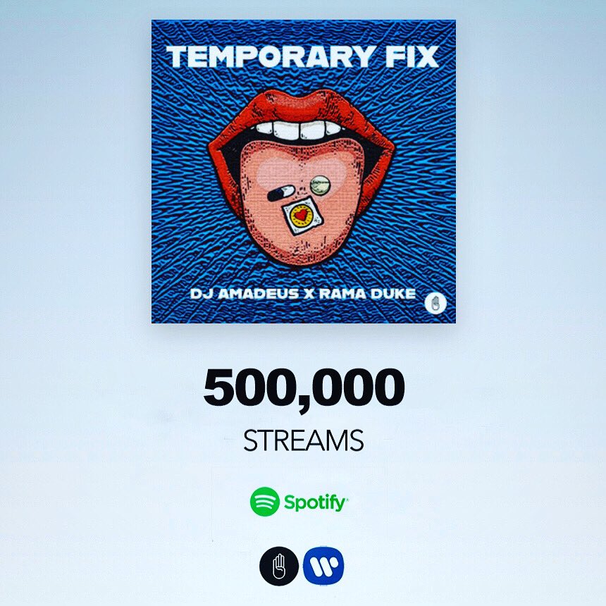 DJAmadeus's tweet photo. 500,000+ Streams on @Spotify for Temporary Fix! #milestone #thankyou #500000streams #goodday #spotify #djamadeus #djamadeusmusic #djamadeusofficial #ramaduke @IamRamaDuke @MusicQuattro @bigmgmt @warnermusic https://t.co/bFiJDM025e